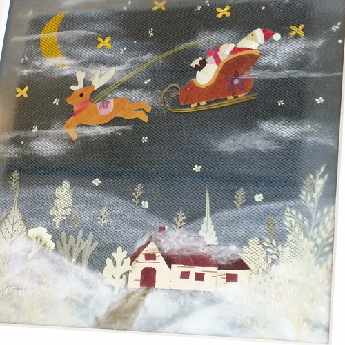 押し花額】（クリスマスのサンタクロース） その他アート Art