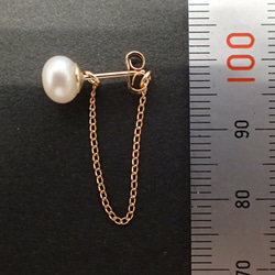 14kgf/淡水珍珠金屬鍊裝飾耳環【單耳用】 第3張的照片