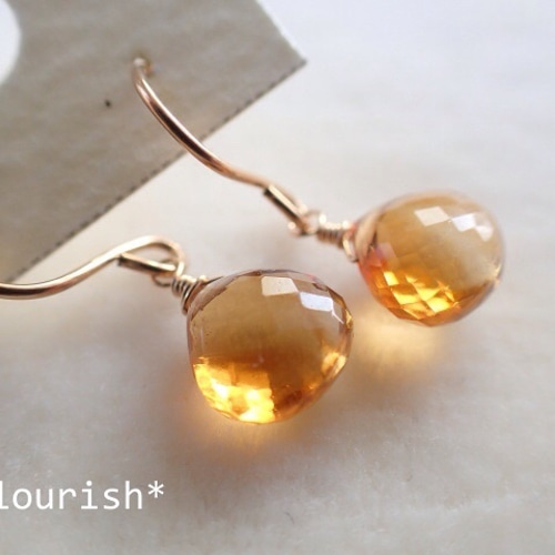 ハニーフラット 宝石質！14kgf水晶ロゼットコンケーブカットピアス ハニーフラット 宝石質！14kgf水晶ロゼットコンケーブカットピアス