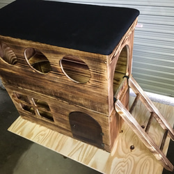 ハンドメイド 猫ちゃん ワンチャン ペット用 2段ベッド♫ 収納スペース付き ハンドメイド 猫ちゃん ワンチャン ペット用 2段ベッド♫ 寝る