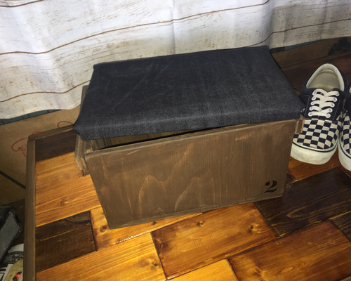 りんご箱 ベンチ ニコちゃん 名前入り ミニりんご箱/ベンチ/ 椅子（チェアー）・スツール MIH_Craft 通販