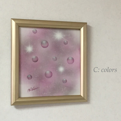 【送料無料】 紫のシャボン玉　手描きエアブラシアート　色紙 1枚目の画像