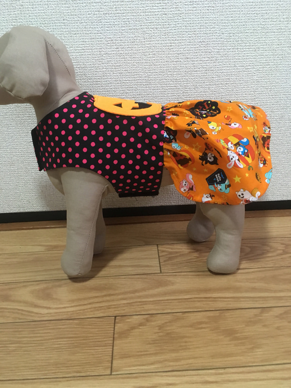 犬☆ワンちゃん☆可愛いハロウィンドレス☆オレンジ☆Ｍ☆おまけ付き 2枚目の画像