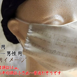 【送料無料】黒地×弦楽器柄　コットンリネンのマスク「女性用～男性用」 3枚目の画像