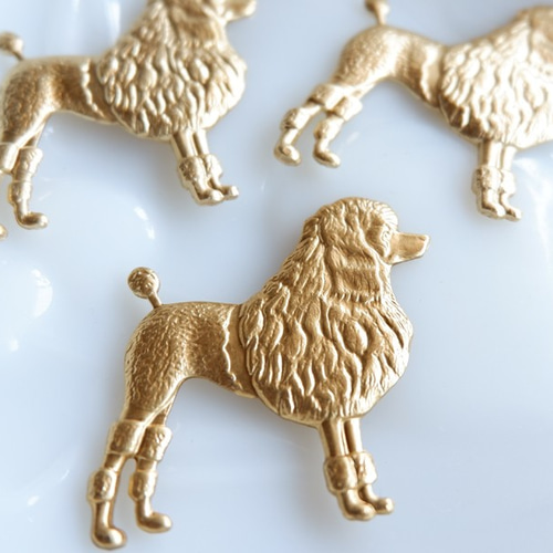 3個 アメリカ製 真鍮(ブラス)パーツ・プードル 犬 その他素材 ㈱サクラ  