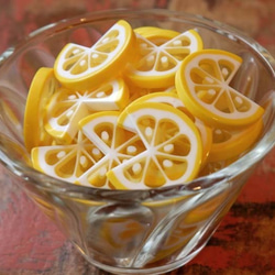 6個　ジャパンヴィンテージ　レモンのカボション 2枚目の画像