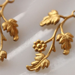 4個 USA真鍮製スタッカブル・立体フラワー＆リーブス 2枚目の画像