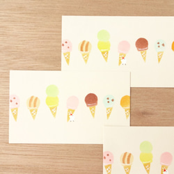 アイスクリームと白いとりさんの手染めミニカード 2枚目の画像