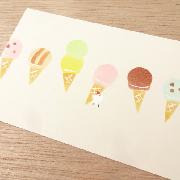 アイスクリームと白いとりさんの手染めミニカード 6枚目の画像