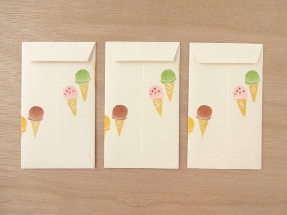 〈カラフルアイスクリーム〉手染めぽち袋 3枚目の画像