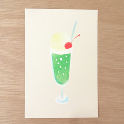 クリームソーダの手染めポストカード 3枚目の画像