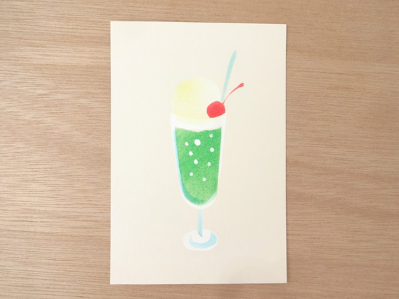 クリームソーダの手染めポストカード 3枚目の画像