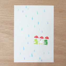 うきうき 雨ふりの手染めイラスト（Ｌ判タイプ） 2枚目の画像