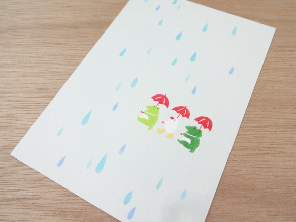 うきうき 雨ふりの手染めイラスト（Ｌ判タイプ） 3枚目の画像