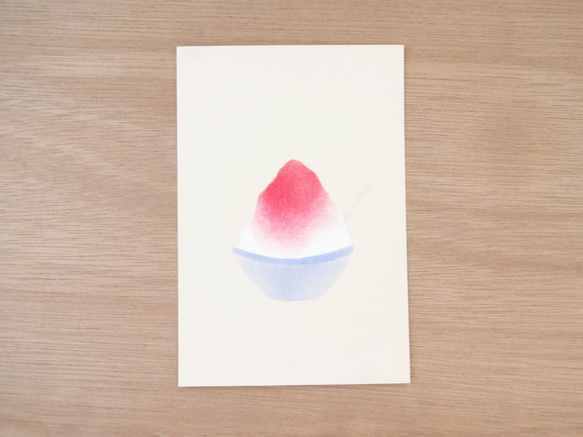 いちごかき氷の手染めポストカード 3枚目の画像