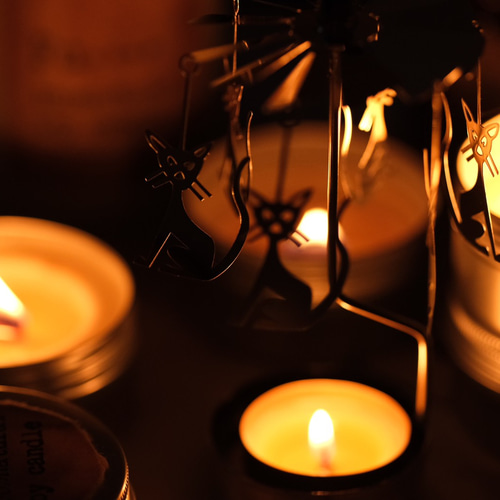 無香料4個】木芯ティーライト蜜蝋キャンドル キャンドル・キャンドル