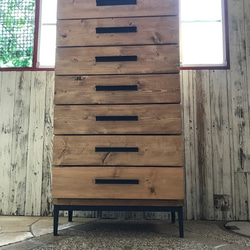 creema限定」無垢 チェスト 7drawe アンティーク風 鉄脚