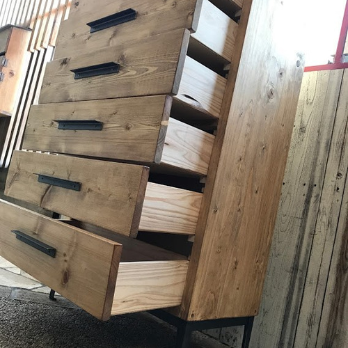 creema限定」無垢 チェスト 7drawe アンティーク風 鉄脚