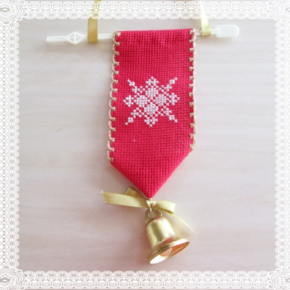 Aida 膠帶 5 厘米寬棉質聖誕紅色縫線帶，可享受縫製 第3張的照片