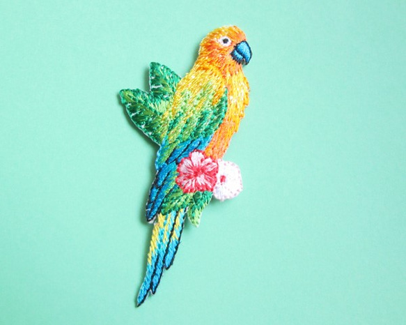 French Bird Applique Colorful Bird 黃綠色 第1張的照片