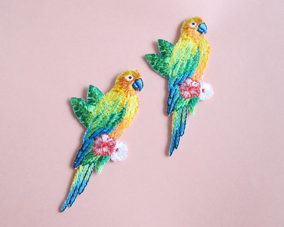 French Bird Applique Colorful Bird 黃綠色 第2張的照片