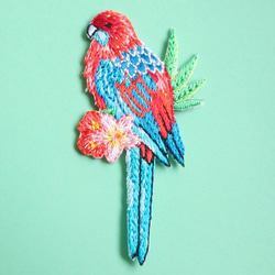 French Bird Applique Colorful Bird 紅色 藍色 第1張的照片