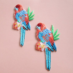 French Bird Applique Colorful Bird 紅色 藍色 第2張的照片
