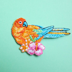 French Bird Applique Colorful Bird 橙色 藍色 第1張的照片