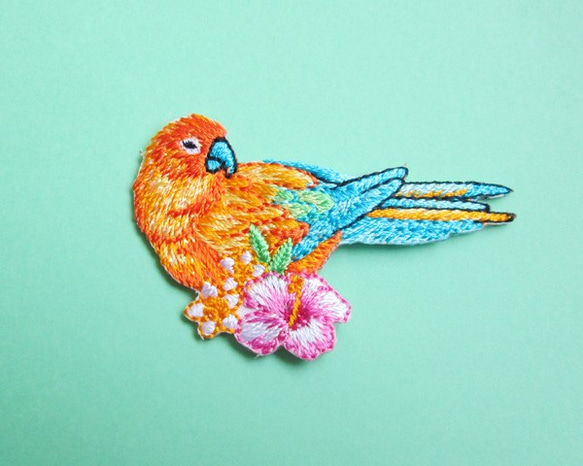 French Bird Applique Colorful Bird 橙色 藍色 第1張的照片