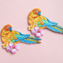 French Bird Applique Colorful Bird 橙色 藍色 第2張的照片