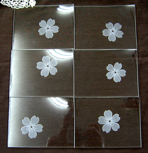 桜模様ガラス平小皿　ＳＤ４３６，４３７、４３８ 5枚目の画像