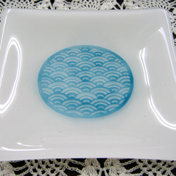 青海波模様のガラス皿　ＳＤ３４１ 2枚目の画像