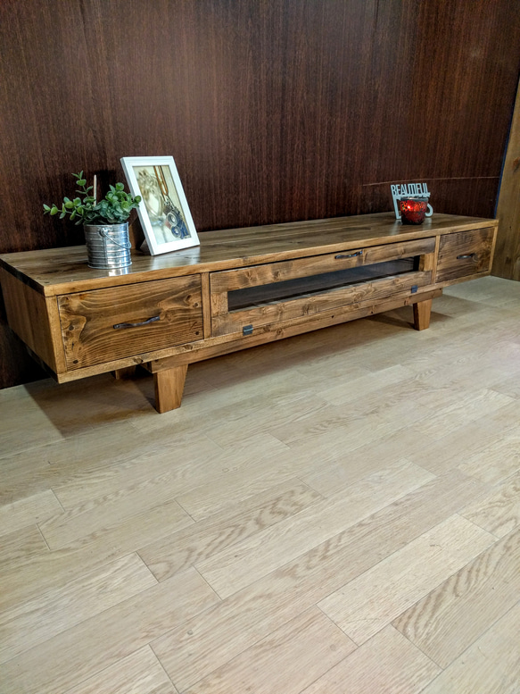 LBa04 120cm ハンドメイド テレビ台 ローボード パイン材 無垢材