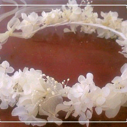 プリザーブドフラワーアジサイの花冠(白) 1枚目の画像