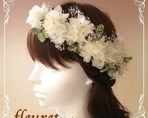 プリザーブドフラワーヘッドドレス【22パーツ髪飾り】紫陽花(アジサイ