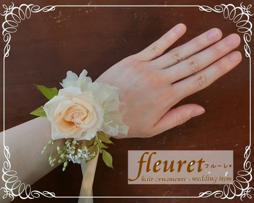 【3点セット】ブーケ、ブートニア、リストレット ヒマワリ バラ 結婚式 紫と赤のバラ ブーケ ブートニア リストレットの通販 by