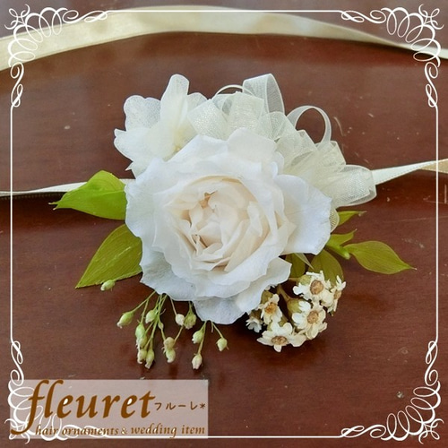 45R★ブーケフラワーストライプptパフブリッジドレス今季27日まで出品 リストレット☆プリザーブドフラワー・ドライフラワー【リストブーケ