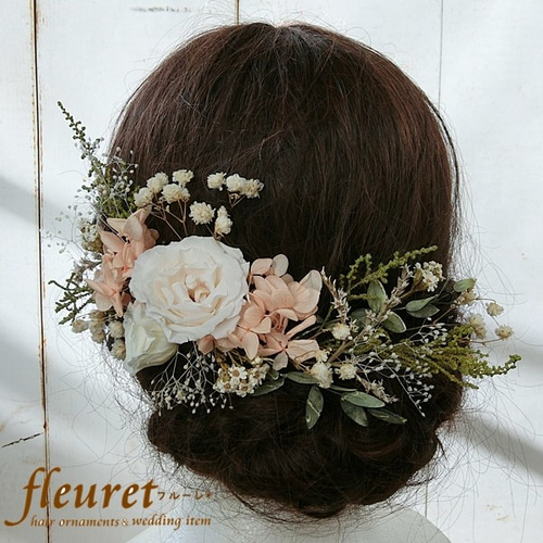 プリザーブドフラワー ドライフラワー 髪飾り ヘッドドレス 白 かすみ  