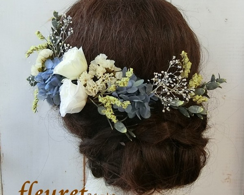 1600円 ユーカリ 本物花 髪飾り プリザーブド フラワー 卒業 入学