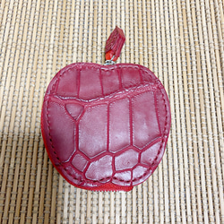 りんご　コインケース　クロコダイル　レッド 1枚目の画像