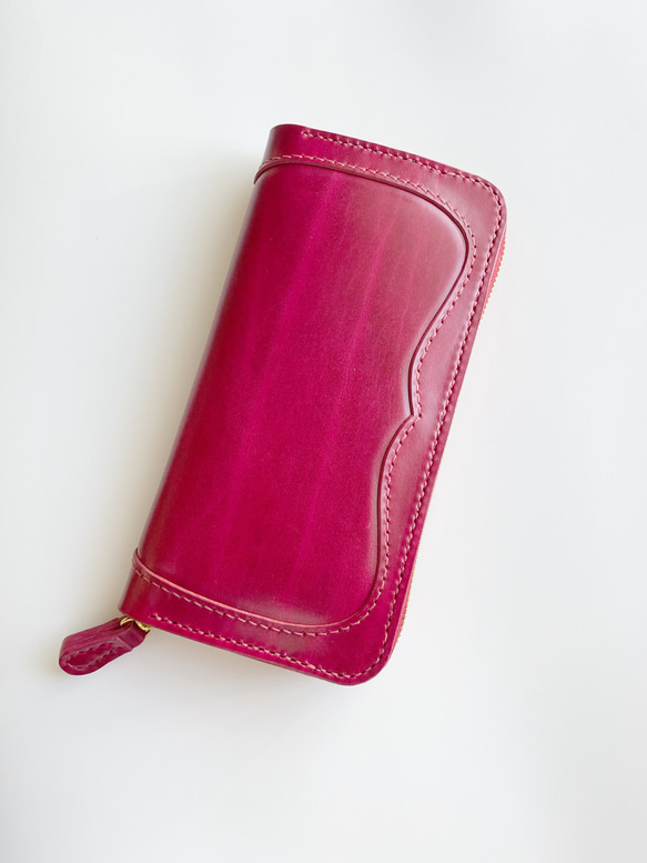 ルガトー ラウンドファスナー　ロングウォレット 〔限定色アザレアピンク〕【BONIN Leather】 