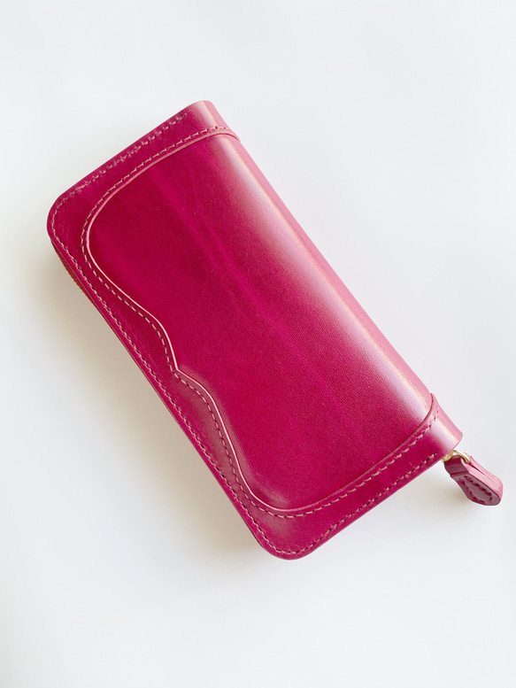 ルガトー ラウンドファスナー　ロングウォレット 〔限定色アザレアピンク〕【BONIN Leather】 