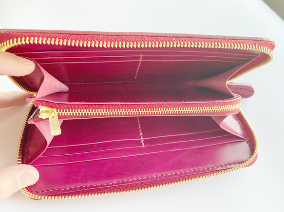 ルガトー ラウンドファスナー　ロングウォレット 〔限定色アザレアピンク〕【BONIN Leather】 