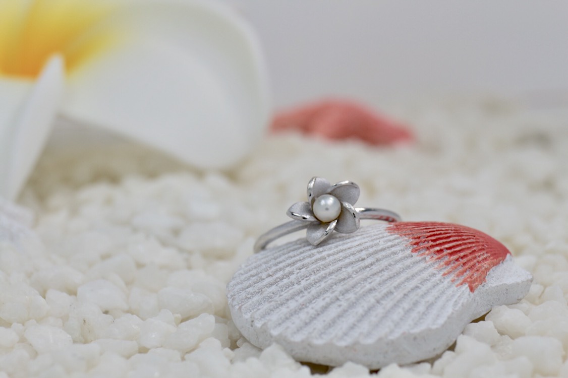 ハワイアンジュエリープルメリアリング パールリング シルバーリング