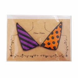 刺繍のえりネックレスＭ【S&D(Purple×Orange)】 1枚目の画像