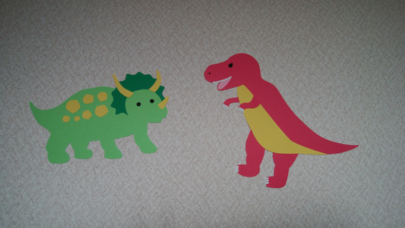 壁面【恐竜】ティラノサウルス＆トリケラトプス 1枚目の画像