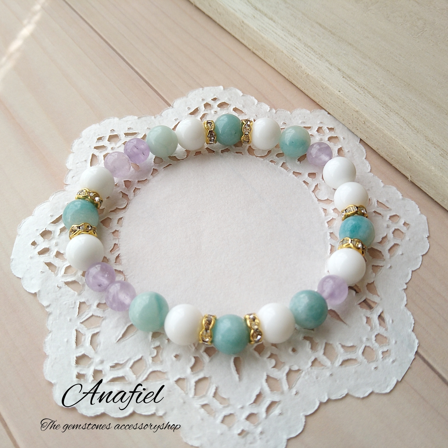 アマゾナイト、ホワイトオニキス、ラベンダーアメシスト、天然石  