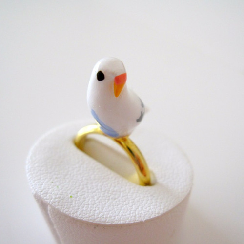 セキセイインコ（白）の指輪 10号フリー 指輪・リング toriko -とりこ