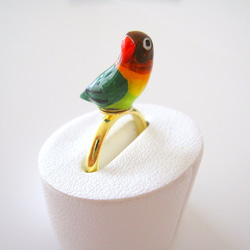LOVE BY e.m.☆青インコ&緑インコのリング☆10号美品 セキセイインコ（青）の指輪 10号フリー 指輪・リング toriko -とりこ