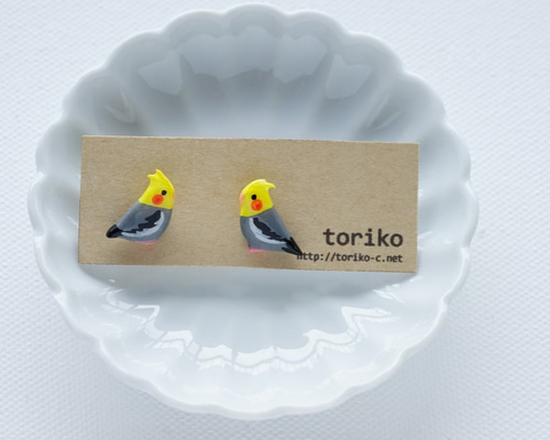 オカメインコ（ノーマル）レジン加工ピアス・イヤリング ピアス